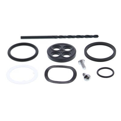 Kit includes all necessary components to rebuild 1 fuel tap: face screws, tank bolts, face gasket, tank gasket, diaphragm, O-rings, wave washer