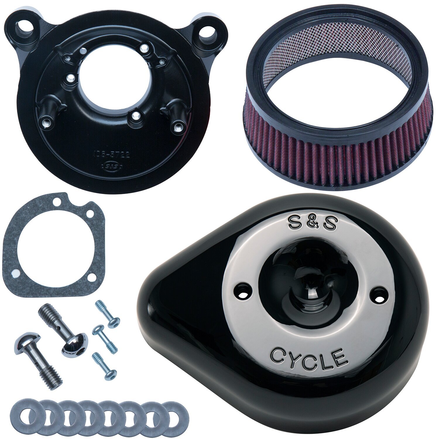 S&S Stealth, black teardrop air cleaner kit, Gloss
