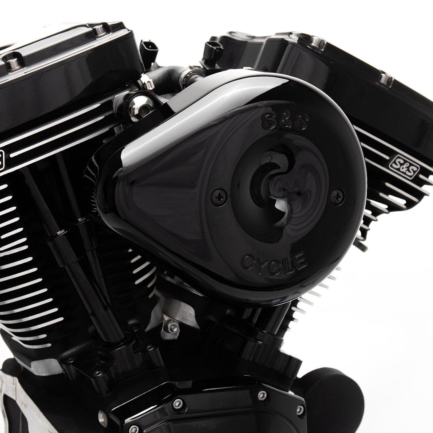 S&S Stealth, black teardrop air cleaner kit