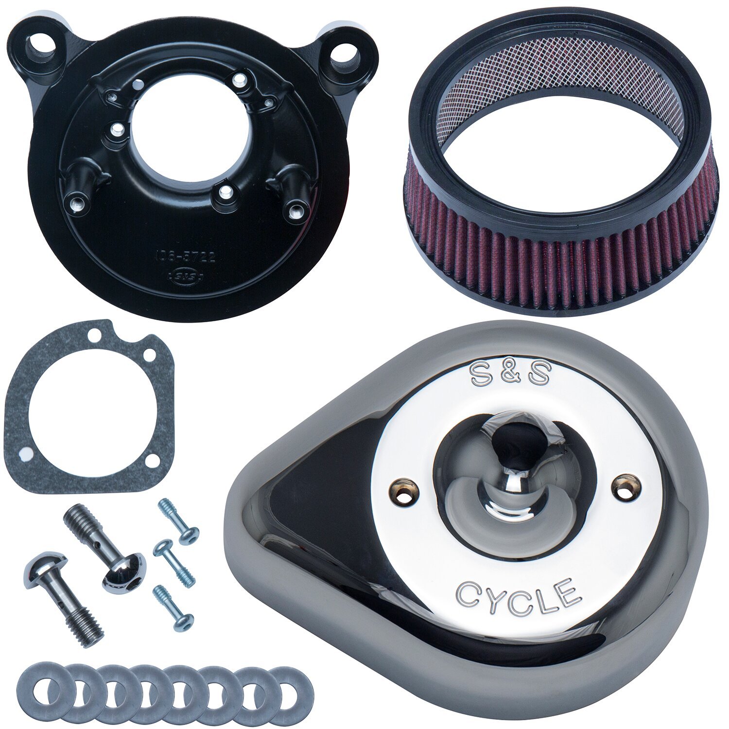S&S Stealth, chrome teardrop air cleaner kit
