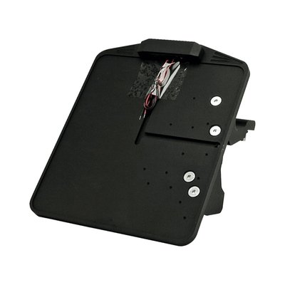 Black powder coated aluminum. Side mount, bolt-on swingarm. For 180x200mm (Germany) sized license plate. Includes LED LargeLight license plate illumination. Complete with hardware.