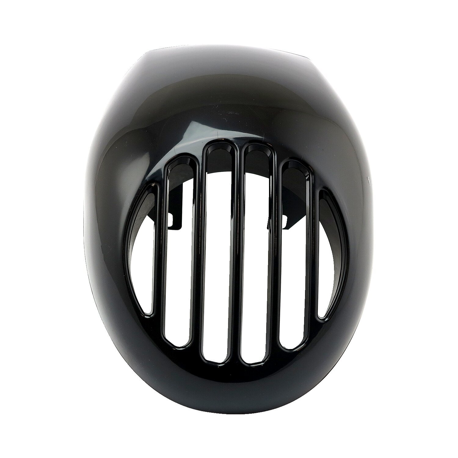 Upper headlamp fly fairing with integrated headlamp grill, Black, Gloss