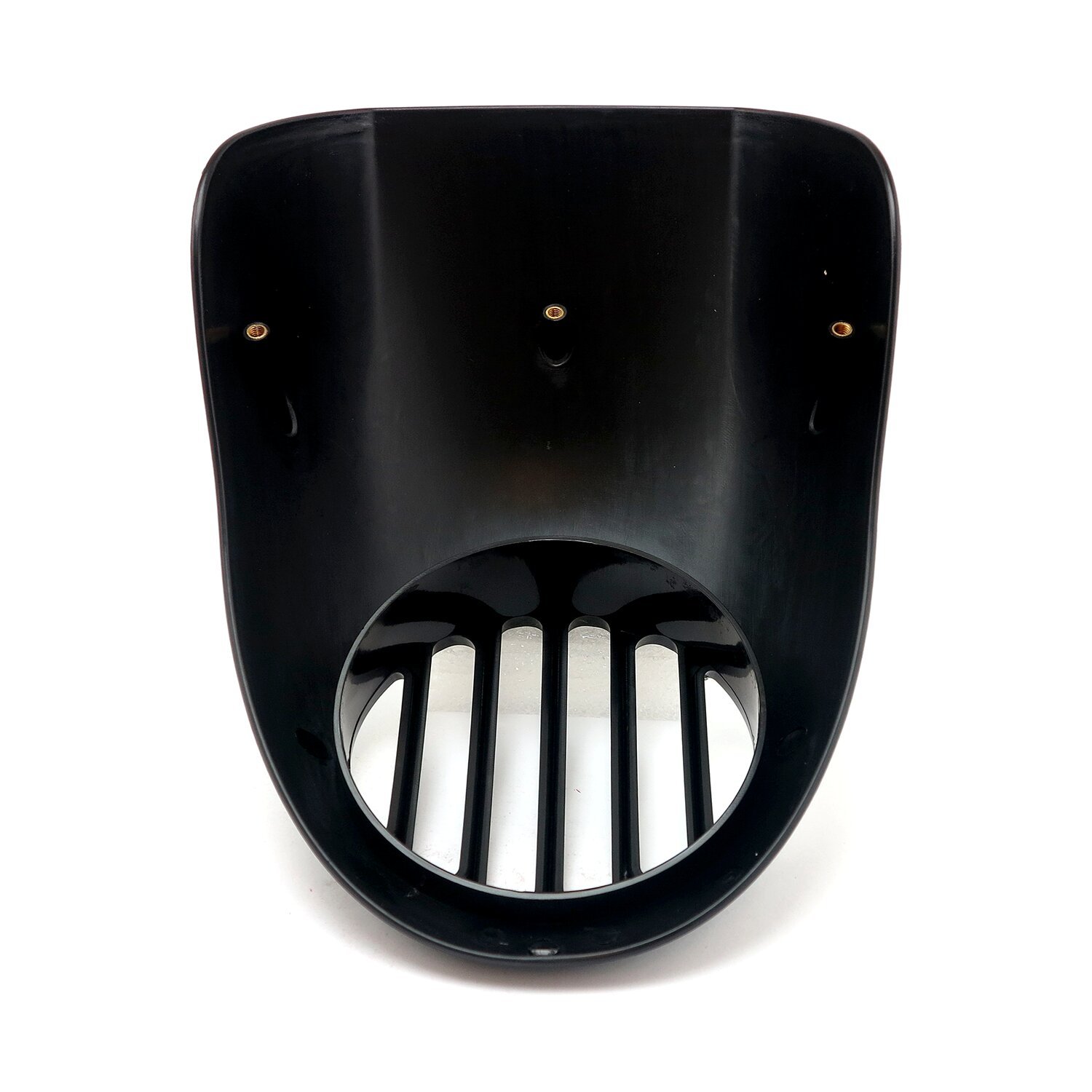 Upper headlamp fly fairing with integrated headlamp grill, Black, Gloss