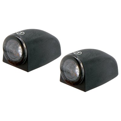 For turn signal (amber LEDs) & position light use (white LEDs). Front use. The perfect miniature lighting, with a just 11mm diameter lens, for fairings, fenders and other flat surfaces. Installs with double-sided adhesive tape. Comes with a tinted lens and a metal housing. ECE approved for front use. Dimensions: 11mm diameter lens x 12mm wide x 12mm high x 22mm deep. Weight 20 grams.