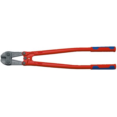 Overall length: 760mm. 
Weight: 4250 gram. 
The ingenious lever action offers 60% effort reduction when compared to Knipex high leverage cutters of the same length. 
Cuts up to 48 HRC hardness. 
With gripping surface below the joint for wires with 1mm diameter and larger. 
Manufactured from forged chrome vanadium tool steel that is multi-stage oil hardened. 
Cutting edges are additionally precision induction hardened to approx. 62 HRC and will cut from 11mm steel up to 19 HRC, 9mm to 40 HRC and 8mm to 48 HRC diameter steel. 
Comes with multi-component grips and a gray phosphate coating.