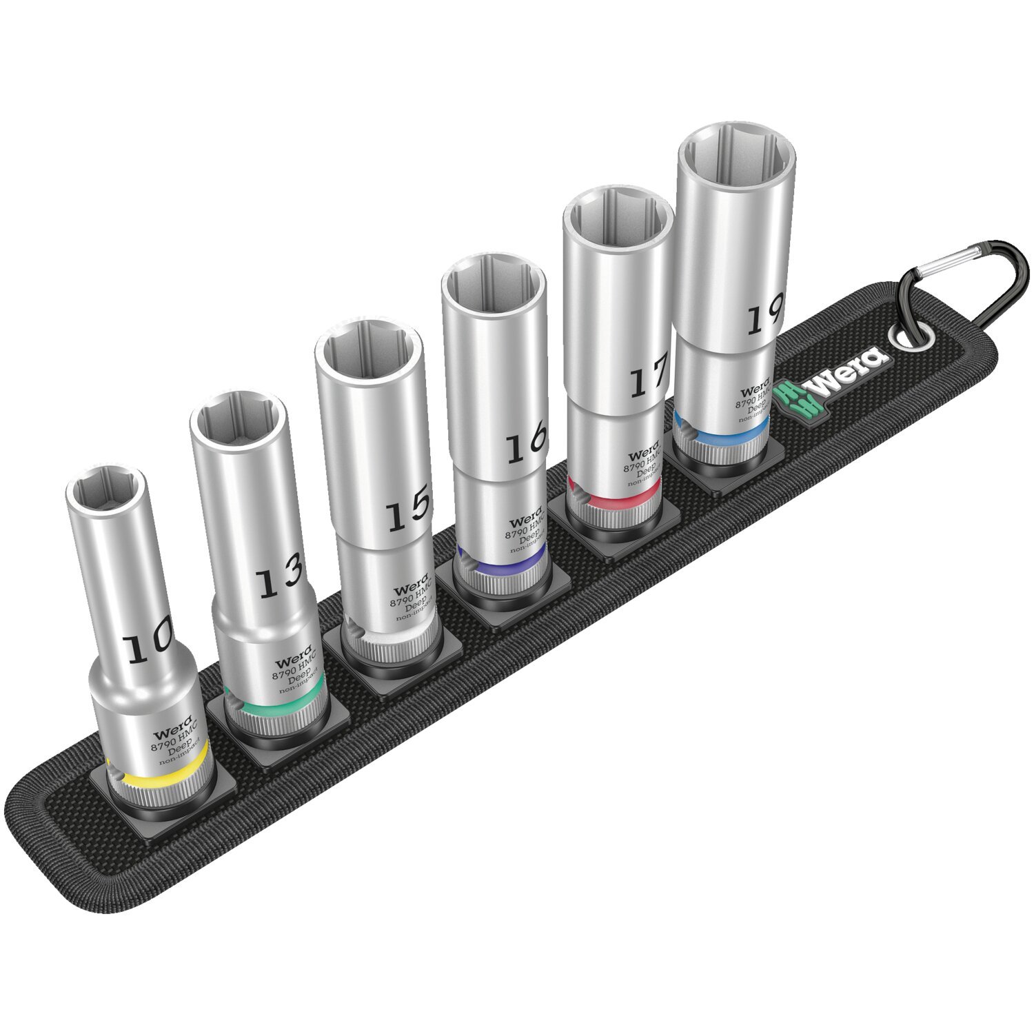 Wera, socket belt with 1/2" drive hex deep sockets - Metric