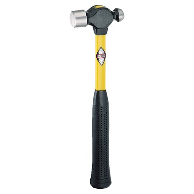 Weight: 100 gram. 
Overall length: 270mm. 
With fiberglass handle. 
English pattern. Head made from alloyed hardened and tempered steel face with a black powder coated finish and flat cheeks. 
Polished face and peen. Ball peen ground rear. With solid fiberglass handle equipped with a no-slip plastic grip. Head and handle are connected with a strong 2-component adhesive.