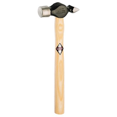 Weight: 500 gram. 
Overall length: 330mm. 
With ash wood handle. 
English pattern. Head made from alloyed hardened and tempered steel face with a black powder coated finish and flat cheeks. 
Polished face and peen. Ball peen ground rear. Head and handle are connected with a ring wedge fixture.