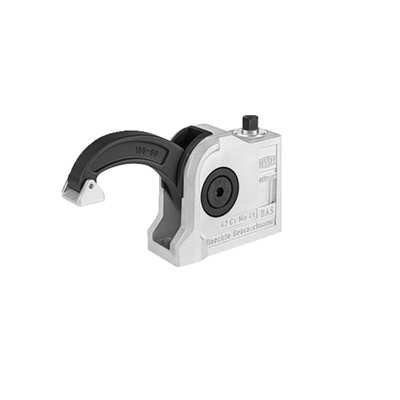 Used to firmly clamp a work piece to the machining table. Construction is approximately 30% smaller than comparable clamps and comes with a closed mounting hole for maximum strength. Mounts with M10 to M12 bolts. Housing and arm made of hardened and tempered stainless steel making it robust and durable. With swiveling aluminum pressure plate or pointed arm without pressure plate.
Max clamp arm height: 92.5mm