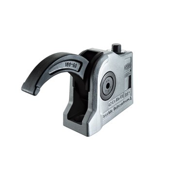 Used to firmly clamp a work piece to the machining table. Construction is approximately 30% smaller than comparable clamps and comes with a closed mounting hole for maximum strength. Mounts with M10 to M12 bolts. Housing and arm made of hardened and tempered stainless steel making it robust and durable. With swiveling aluminum pressure plate or pointed arm without pressure plate.
Max clamp arm height: 97mm
