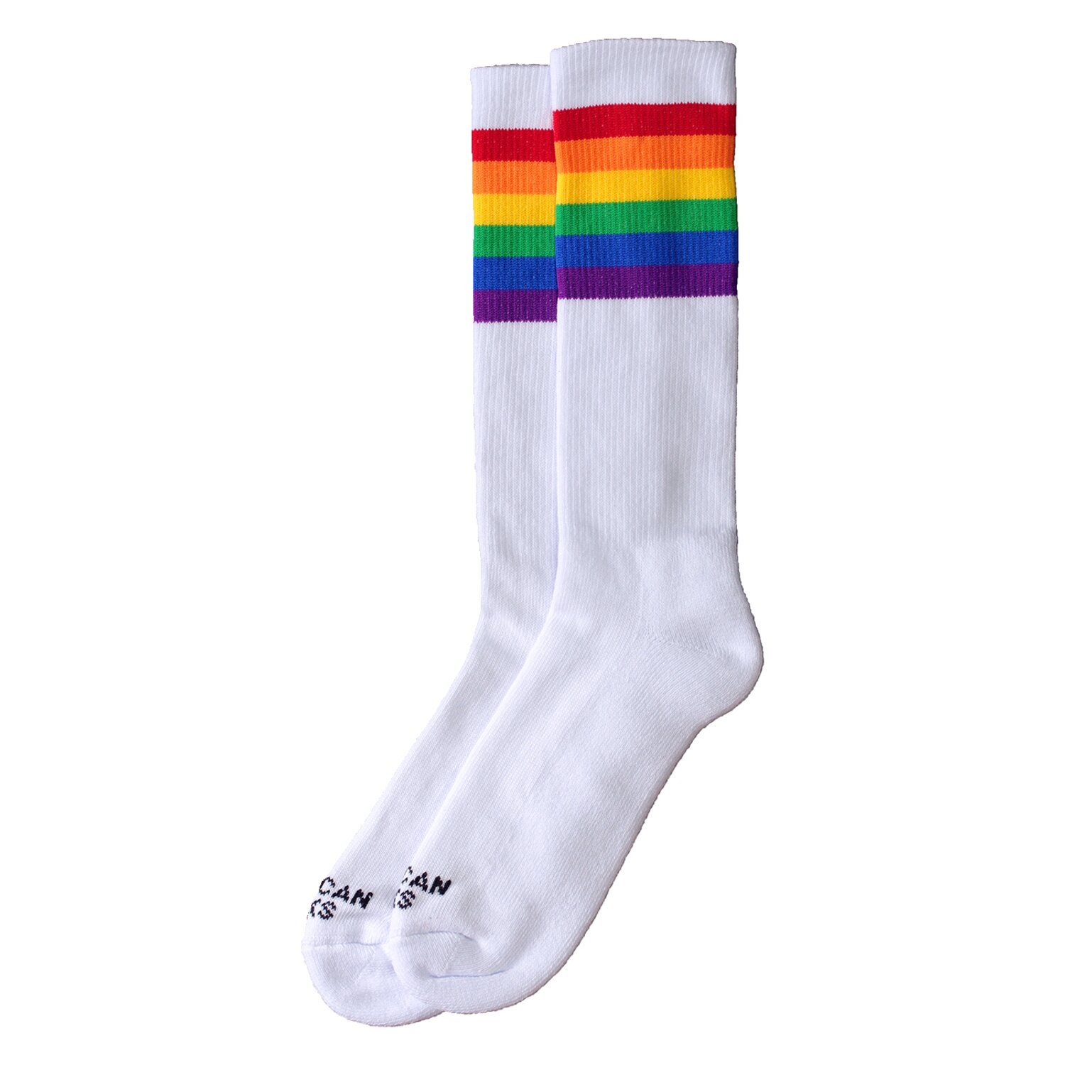 American Socks Rainbow Pride Mid High classic socks, White, One size fits most