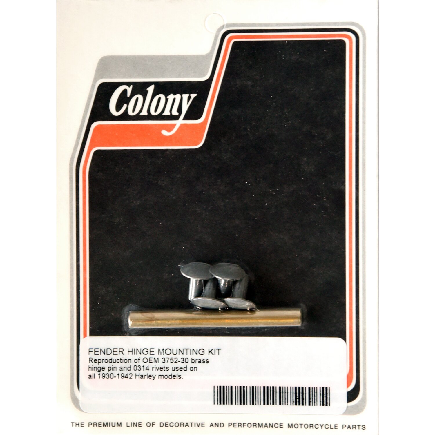 Colony, fender hinge pin and rivet kit
