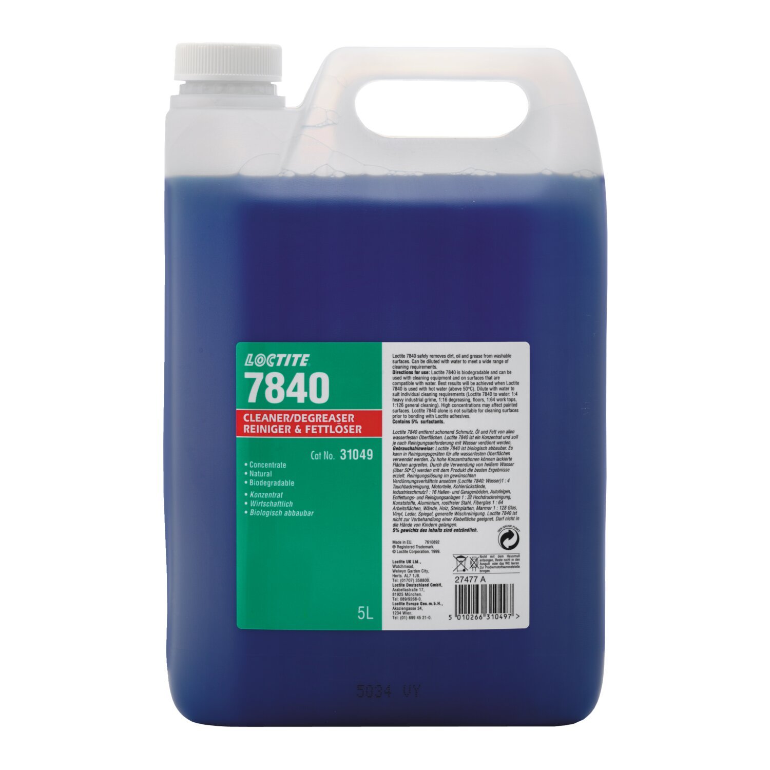 Loctite 7840, large surface cleaner. 5L