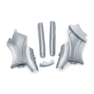 Cover unsightly frame welds and hoses with brilliant chrome to completely enhance your Indian's front end. This kit customizes the frame's steering neck and also includes chrome down tube covers for a seamless transition. 
- Bolt-on design with opening for VIN number access
- Cast from durable A380 aluminum alloy
- Kit includes neck and down tube covers for a fully chromed-out look