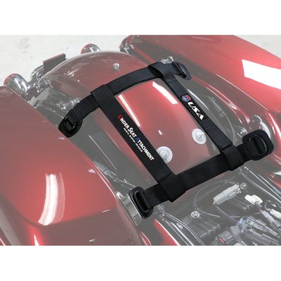 Used when you do not have a backrest or luggage rack. Mounts under the passenger seat. You can then use the metal D-rings for securely strapping your slip-free luggage to the passenger seat. 
- 4 heavy duty self-fastening straps 
- 4 metal D-rings for attaching straps and hooks 
- Fully adjustable to fit most under seat configurations 
- Protective material to help prevent scratching or movement. 
Note: Do not use with Route 1 Rover Pet Carrier.