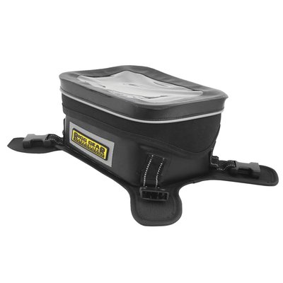 '- 100% waterproof PVC tarpaulin with electronically welded seams
- UV-coated outer material cleans easily and prevents slipping or marking
- Small size is perfect for Dual Sport and Enduro bikes
- Quick release strap system for easy attachment and refueling
- Protective base material prevents slipping or marking
- Main compartment has elastic loop in the base to help secure your belongings
- Waterproof flap helps keep dust, dirt and mud away from waterproof zipper
- Bag maintains shape and has reflective piping
- Clear touch screen device friendly top pocket
- Small mesh pocket under lid
- Main compartment measures: 8" (20.3cm) L x 5" (12.7cm) W x 4" (10.2cm) H. Capacity 2.6 liter.