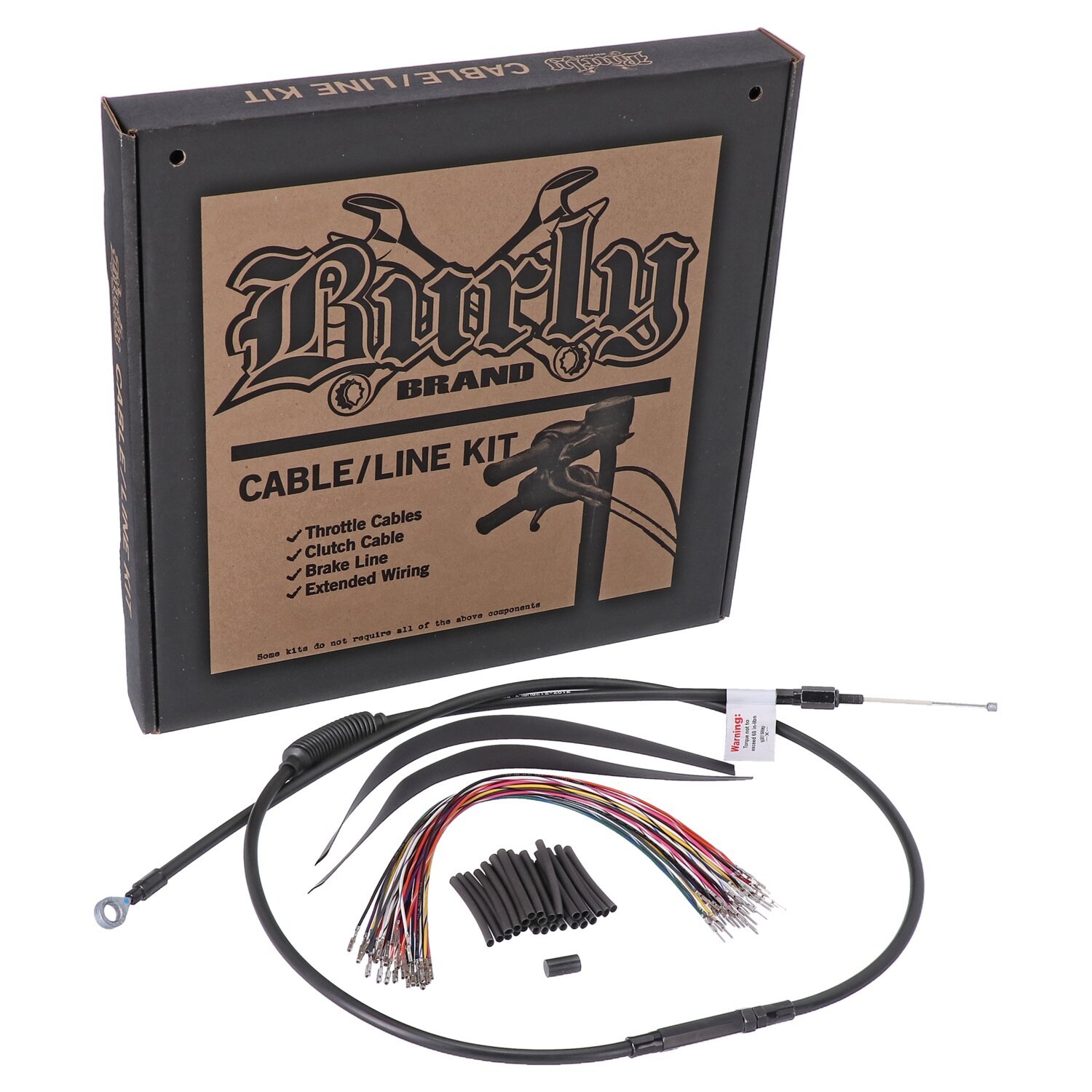 Burly, Bagger bar cable/line kit 13", black cables