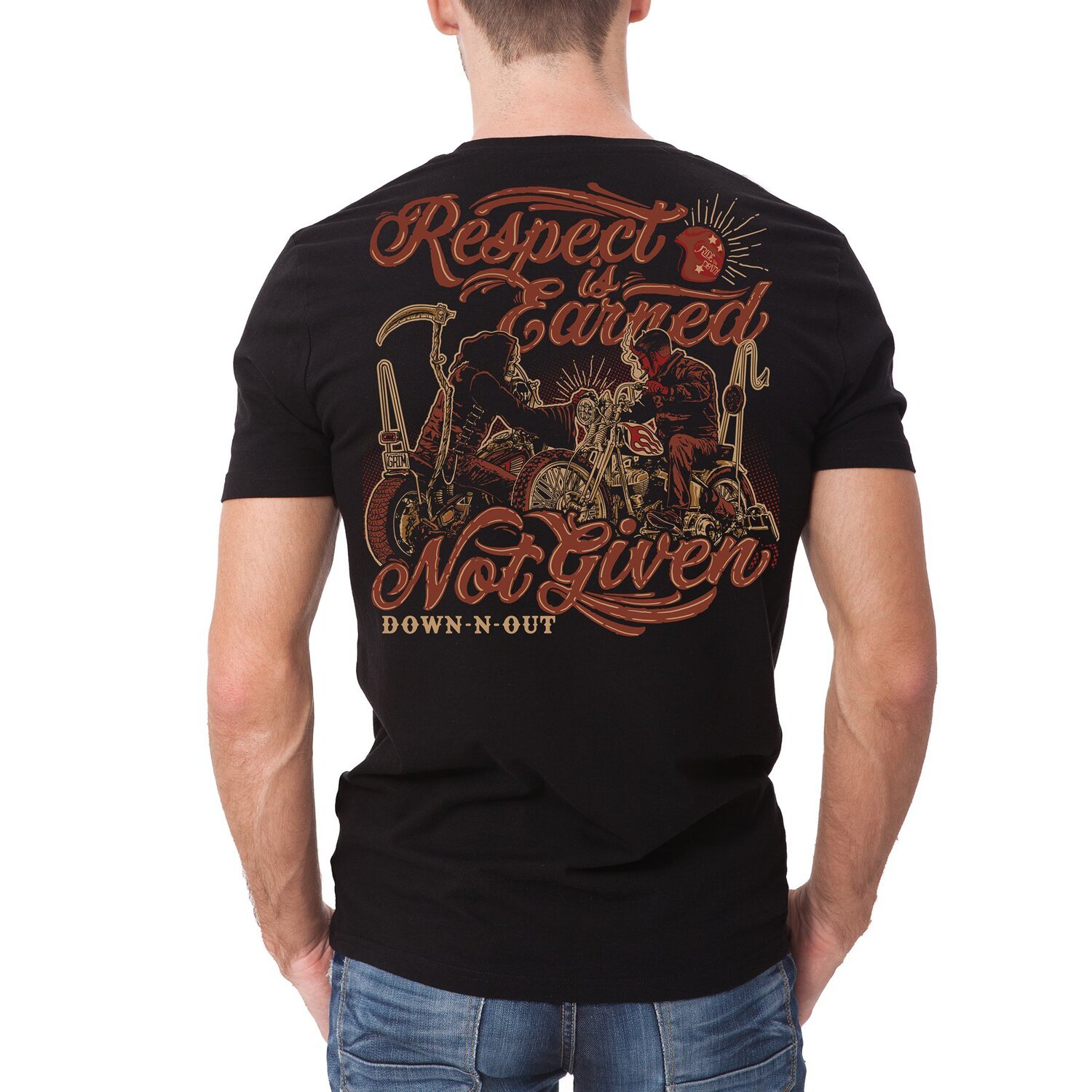 Down-N-Out Respect Is Earned T-shirt black, XL