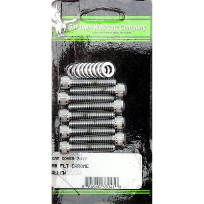 Chrome plated allen heads. Used to install the cam cover to the right side crankcase. Includes 9 bolts and washers