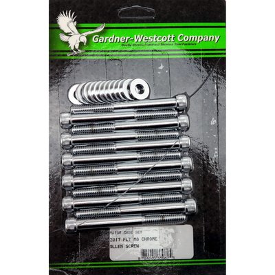 Chrome plated allen head bolts. Includes 12 bolts and 12 washers.