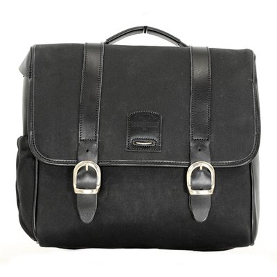 Made from waxed cotton and ranger leather. Approx. dimensions: 34cm x 28 cm x 12cm.