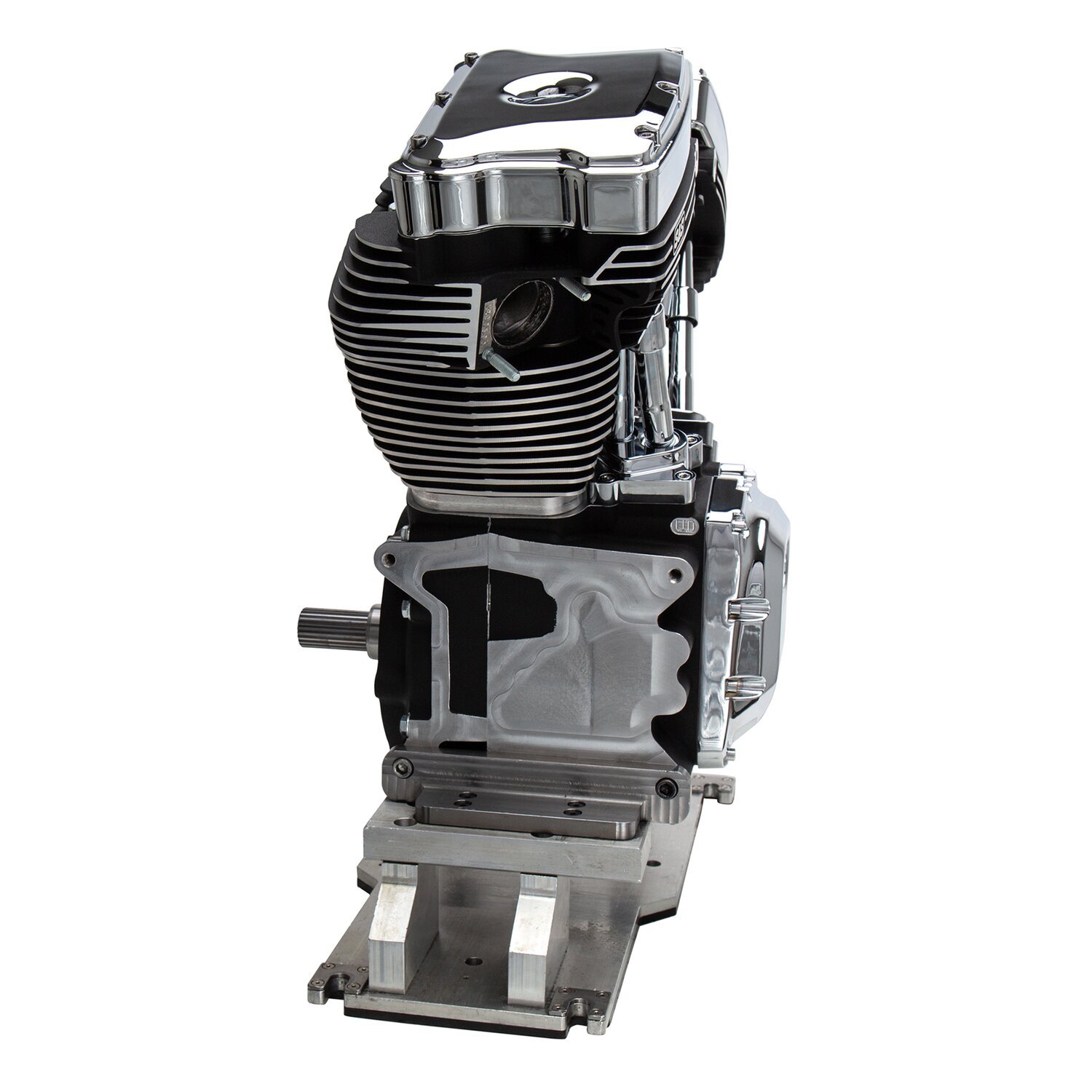 S&S, 4-1/8" bore 124" long block TC engine, Black, Chrome