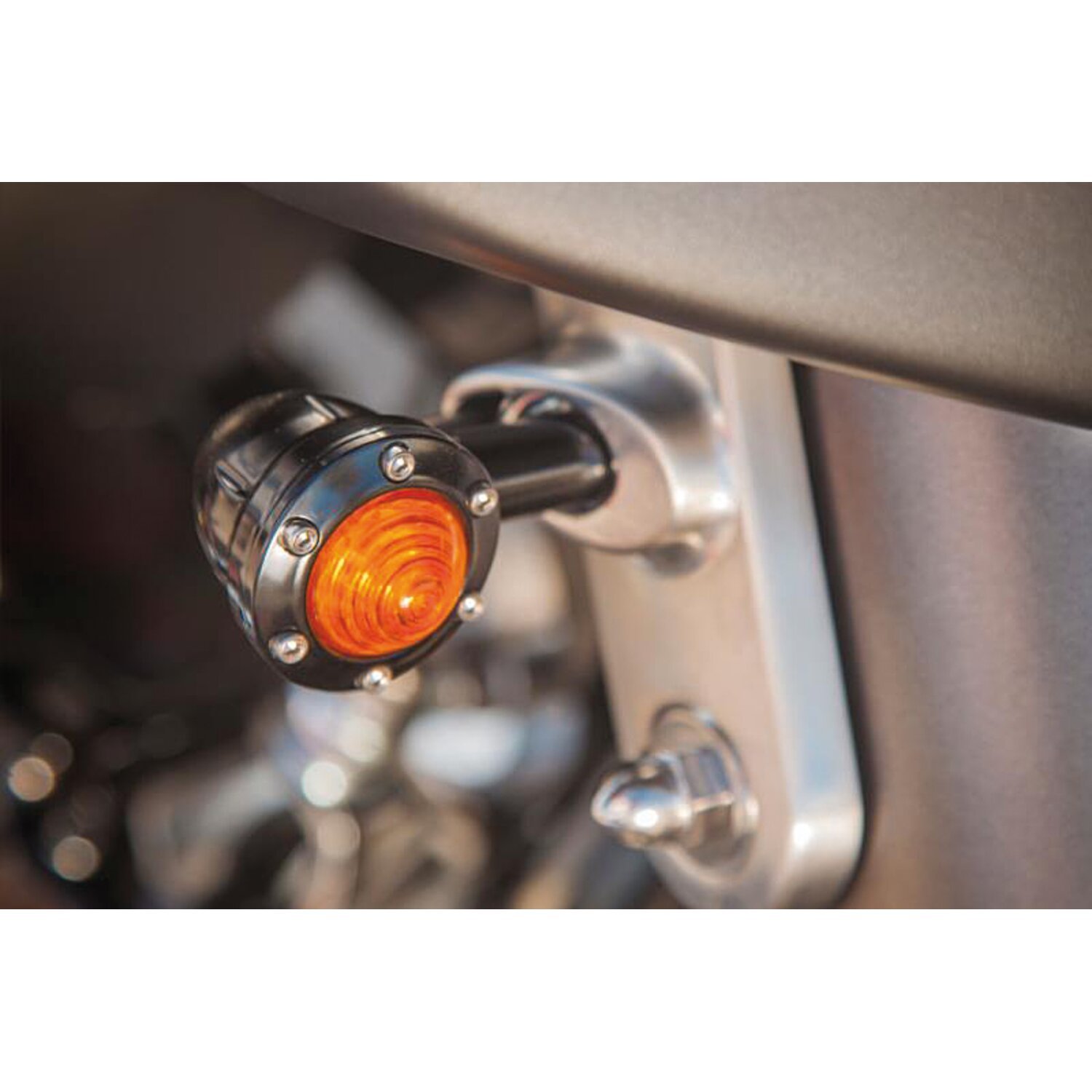 RSD, Tracker turn signal set. Black, amber lens, Gloss