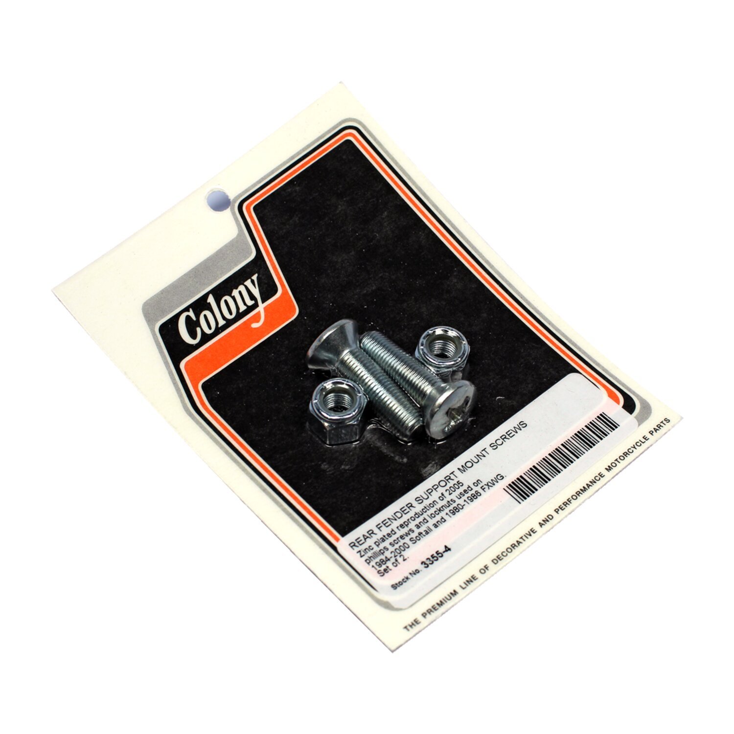 Colony, rear fender support mount screw set. Zinc, Polished