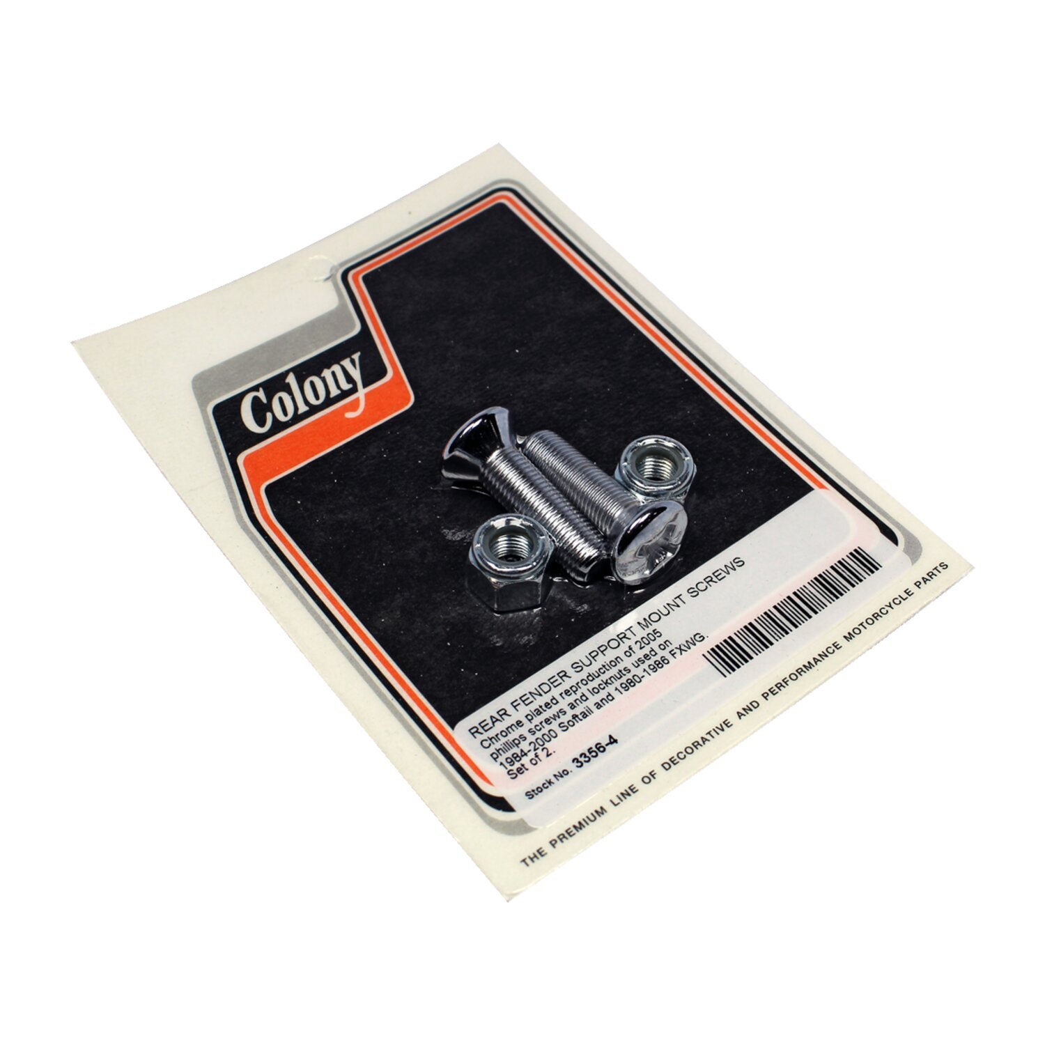 Colony, rear fender support mount screw set, Silver, Chrome