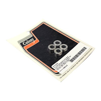 Zinc plated. Reproduction of OEM 61135-57 spacers. Used on XL Sportster models for fuel tank and tool box. Dimensions: 5/8" OD x 5/16" ID x 11/32" thick.