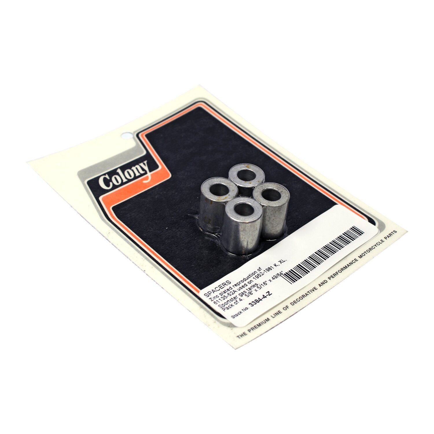 Colony, gas tank spacer set (4) zinc, Silver, Satin