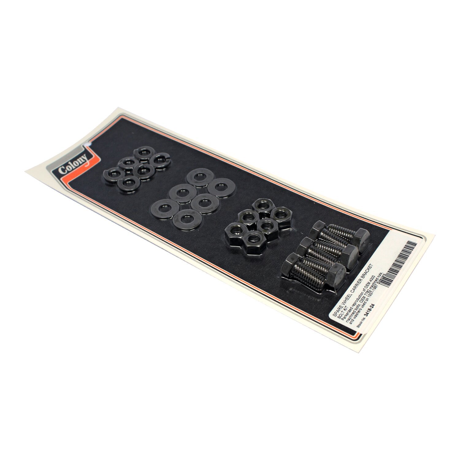 Colony, spare wheel carrier bracket bolt kit, Black, Matte