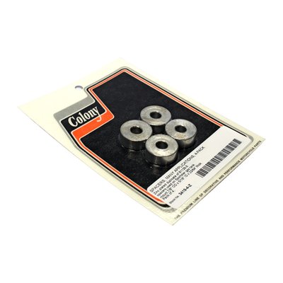 Zinc plated. Reproduction of 61135-52 spacers as used for mounting the fuel tank on various XL Sportster models. Dimensions: 7/8" OD x 5/16" ID x 23/64" thick. 