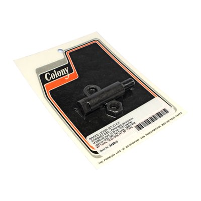 Black parkerized. Reproduction of 2960-30 stud and nut, incl. washer. Used to install the foot brake pedal. 

Note: See 590310 for install kit with oversized diameter stud to remove excessive play from foot brake pedal.