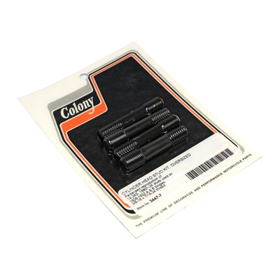 Black parkerized. Incl. 4 reproduction oversized studs. 3/8-16 to 7/16-24 threaded. Accurately machined from high strength steel and hardened to OEM specifications to prevent stretching. Rolled threads for superior strength and fit. Repl. 14-26S (16801-26).