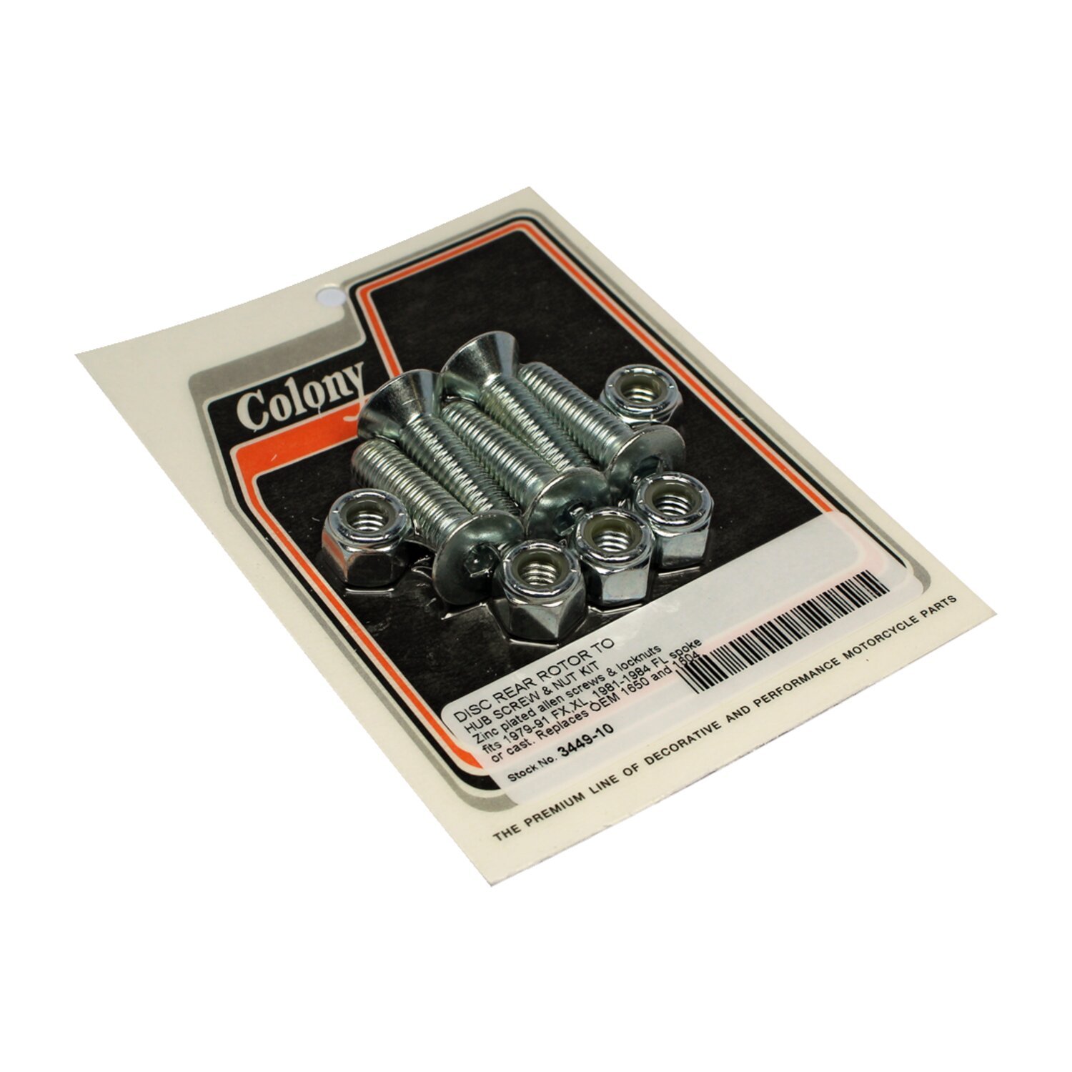 Colony, rear brake rotor bolt kit. Zinc