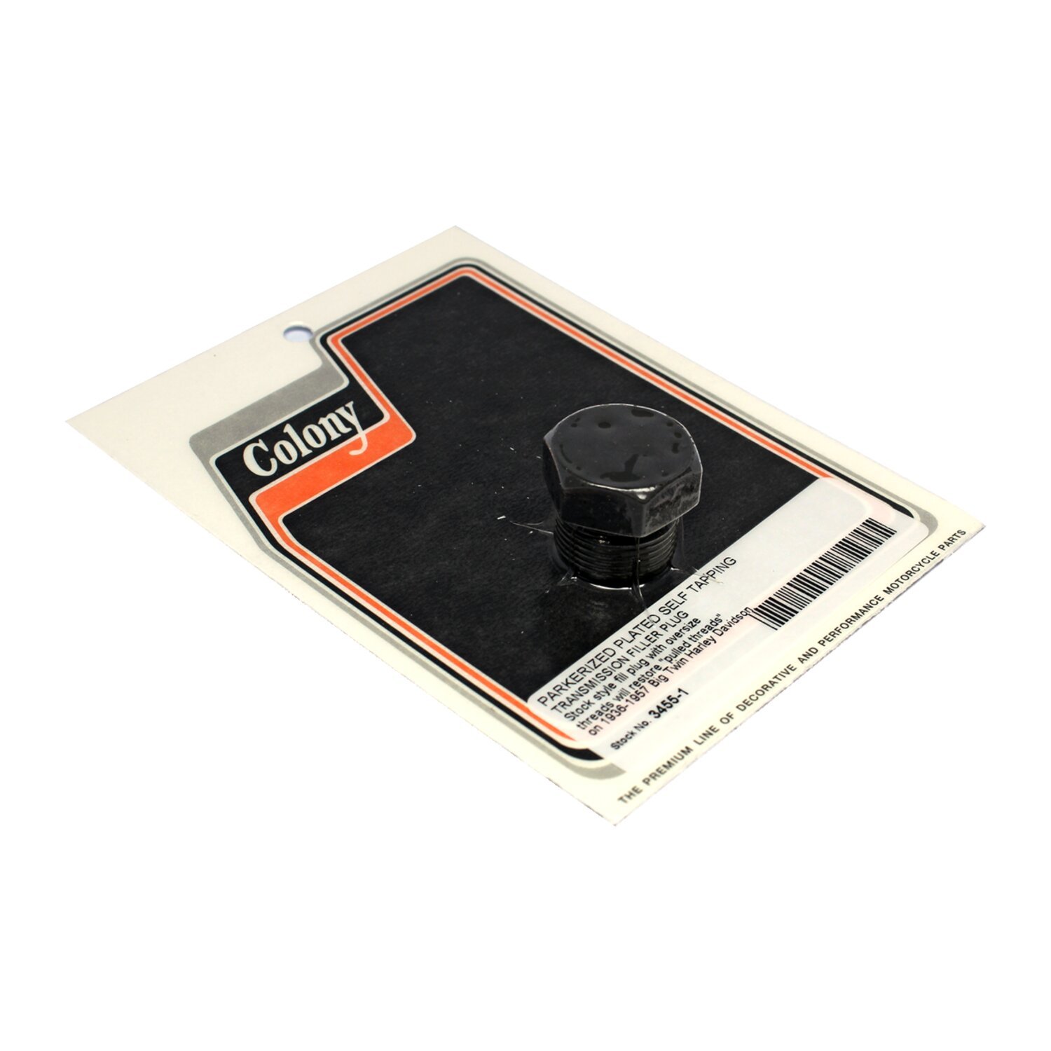 Colony, oversize self tapping transmission filler plug, Black, Matte