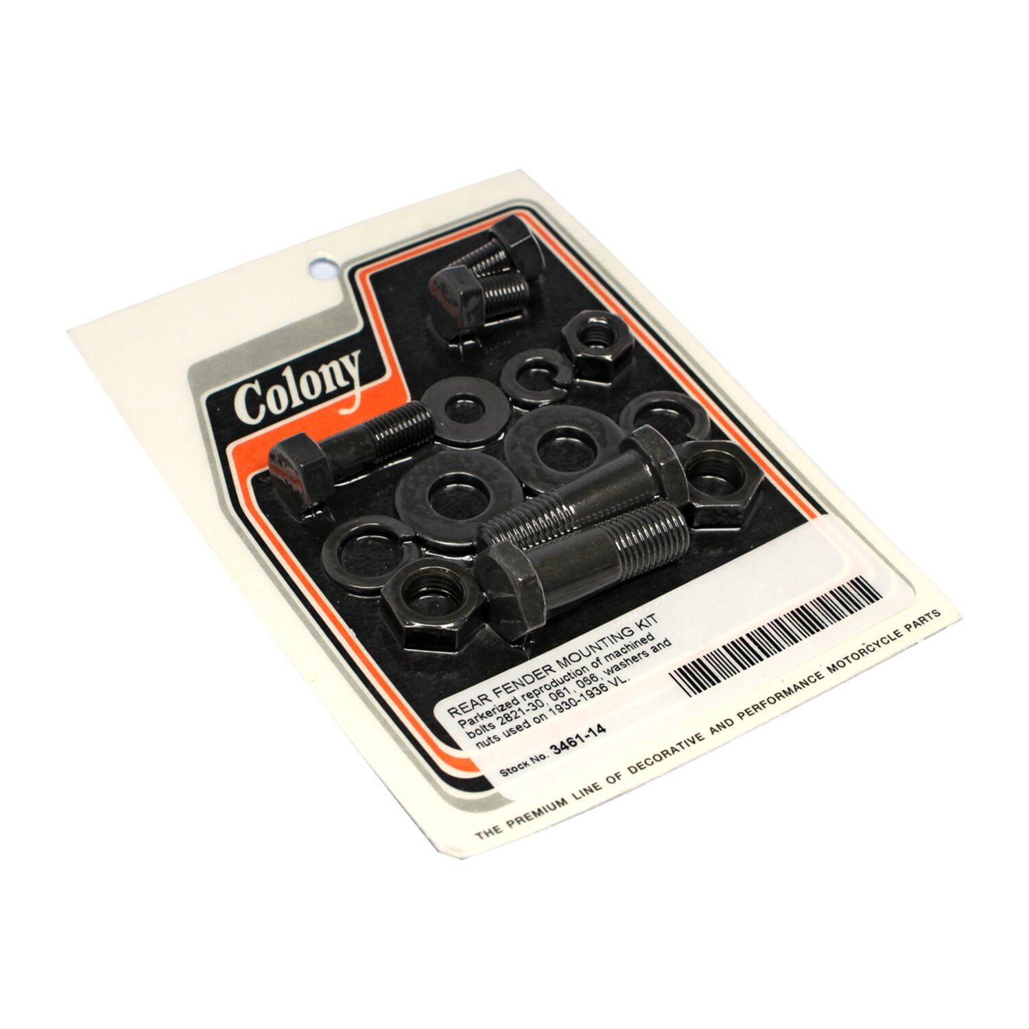 Colony, rear fender mounting kit, Black, Raw