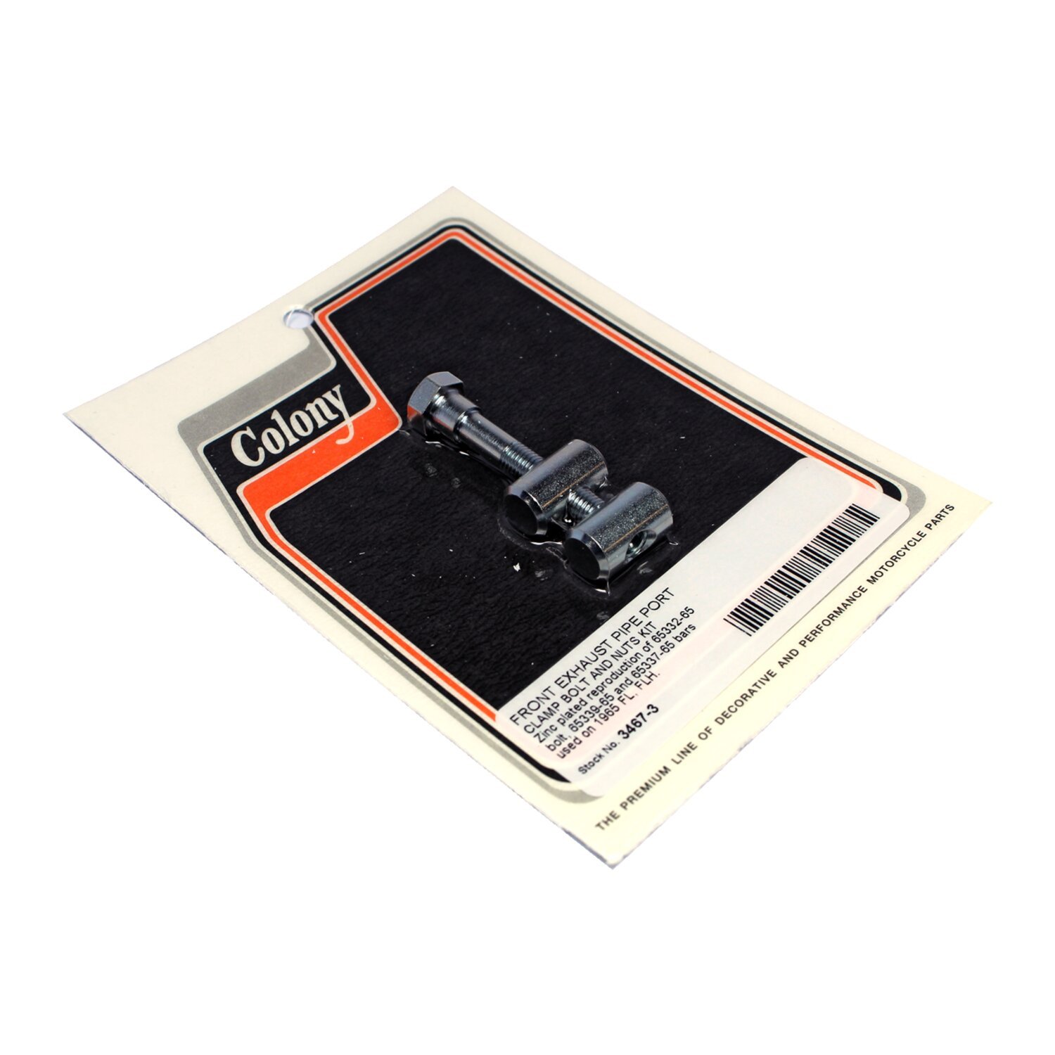 Colony, front exhaust pipe port clamp bolt and nut kit, Polished