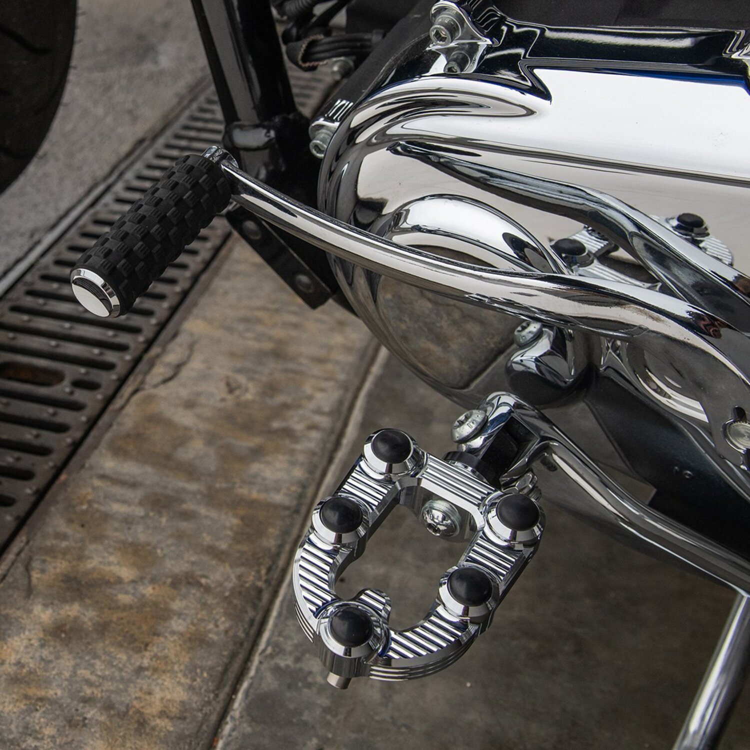 Arlen Ness, MX foot pegs, Silver, Chrome