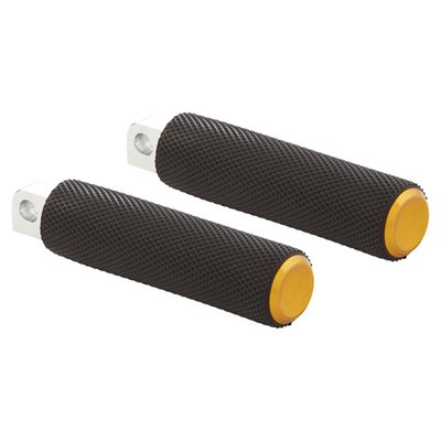 A fusion of great materials, as forged steel reinforcements, durable, comfortable and anti-slip linear rubber inserts, billet aluminum in a gold finish. All with a shot of style and class straight from the Mastermind of Customizers.