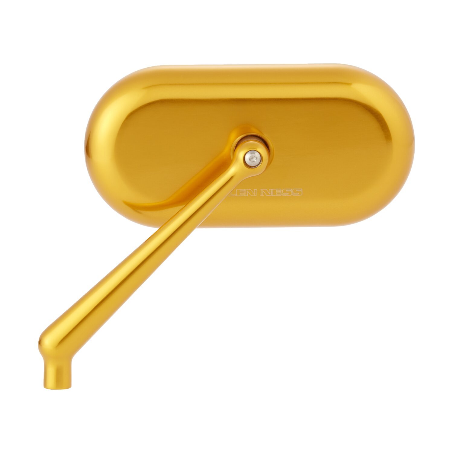 Arlen Ness, Oval forged mirror. Left, Gold, Polished