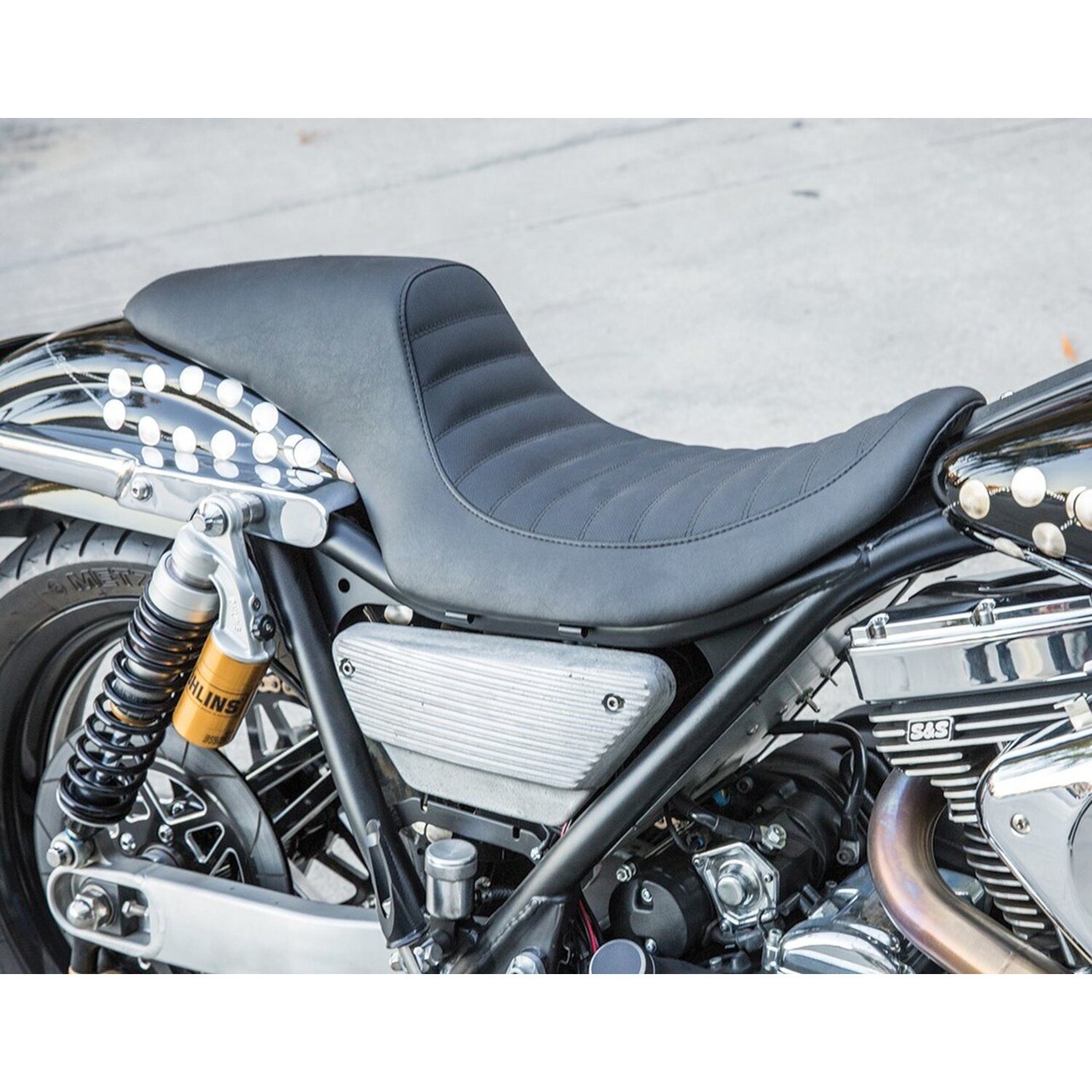 Roland Sands Design, 2-up Traction seat, Black, Plain