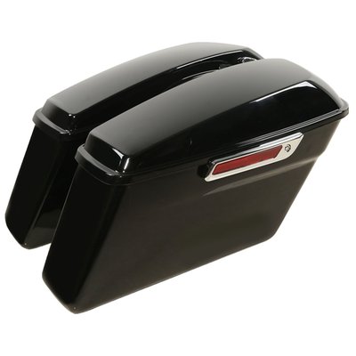 Gloss black. Heavy duty ABS plastic construction for stock style replacement dimensions. Complete with lids and locks. Installs to the stock mounting points.
Approx dimensions: 36 to 30cm high x 22cm deep x 60cm long.
Note: Fitment checks are advised before painting and final assembly.