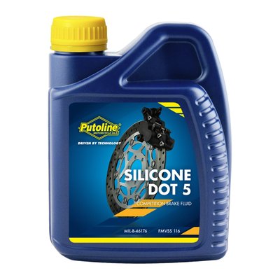500cc bottle. 
A silicone based brake fluid. It offers a very high dry boiling point that exceeds 260°C, is non-aggressive and safe for paint, plastics surfaces, clothing and such. DOT 5 silicone will not absorb water like regular brake fluids do. DOT 5 silicone is not very foam resistant and therefore not compatible with ABS or ASR systems. DOT 5 silicone cannot be mixed with other brake fluids. 
Tech tip: If you want to use DOT 5 may be easier to decide if it's right for you with some added knowledge about this type of brake fluid. DOT 5 silicone is non-aggressive for painted surfaces, plastics and has anti-corrosive characteristics, is non-hygroscopic and will therefore not absorb water. Great characteristics for vehicles that are not used much. However, when water accumulates in the brake system over time, and it is not absorbed by the brake fluid, in theory it could create pockets of water which could boil in extreme circumstances. This could result in vapor lock and total brake failure. Since DOT 5 silicone does not absorb water the accumulated water may not fully be removed from the brake system when the brake fluid is changed. DOT 5 silicone may never be mixed with DOT 3 or 4 brake fluids. It is also not compatible with ABS (Anti-lock Brake System) or ASR (Anti Slip Regulation) since it will foam easier. Note that The H-D Motor Company has used DOT 5 up to around 2006, about the time when ABS was introduced...