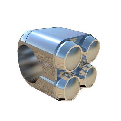 Chrome plated aluminum. For 7/8" (22mm) diameter handlebars. Momentary quad button micro switch, designed for use with a relay. Switch is IP65 rated, meaning totally dust-proof and low pressure water-proof.