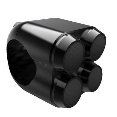 Black anodized aluminum. For 1" (25.4mm) diameter handlebars. Momentary quad button micro switch, designed for use with a relay. Switch is IP65 rated, meaning totally dust-proof and low pressure water-proof.