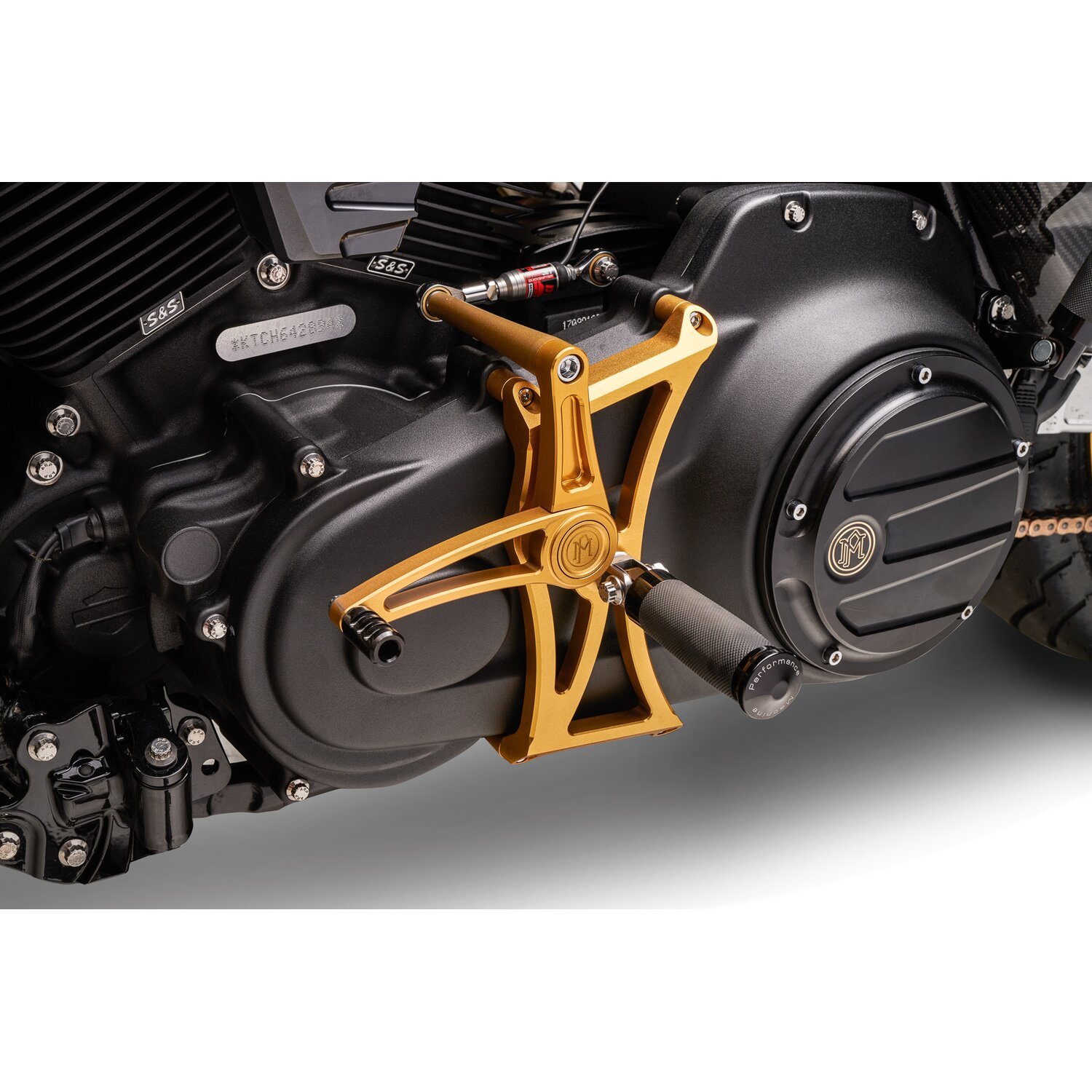 Performance Machine, Touring mid controls. Gold Ops, Gloss