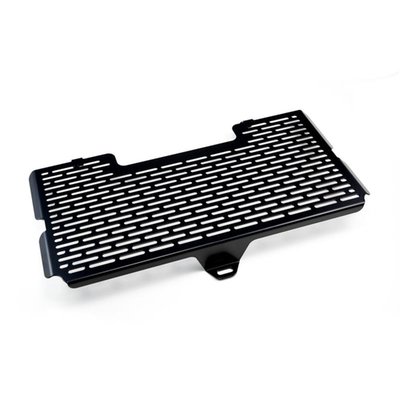 This radiator cover protects the expensive and sensitive radiator from road rocks. It has been made from black powdercoated stainless steel. Easy installation as mounted to the OEM mouting holes.