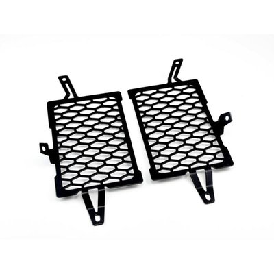 This radiator cover protects the expensive and sensitive radiator from road rocks. It has been made from black powdercoated stainless steel. Easy installation as mounted to the OEM mouting holes.